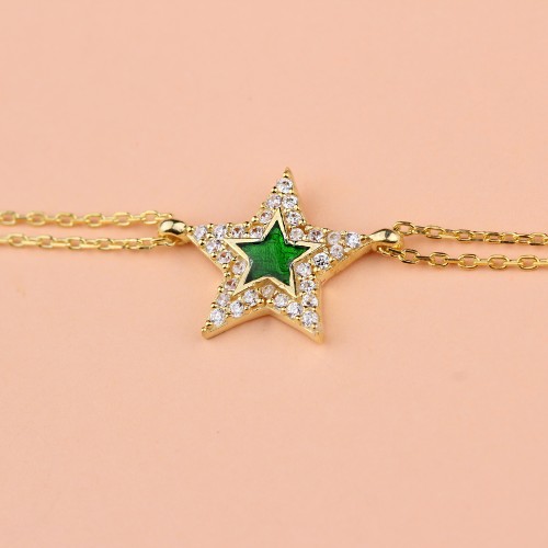 Glorria 925k Sterling Silver Pave Star Bracelet