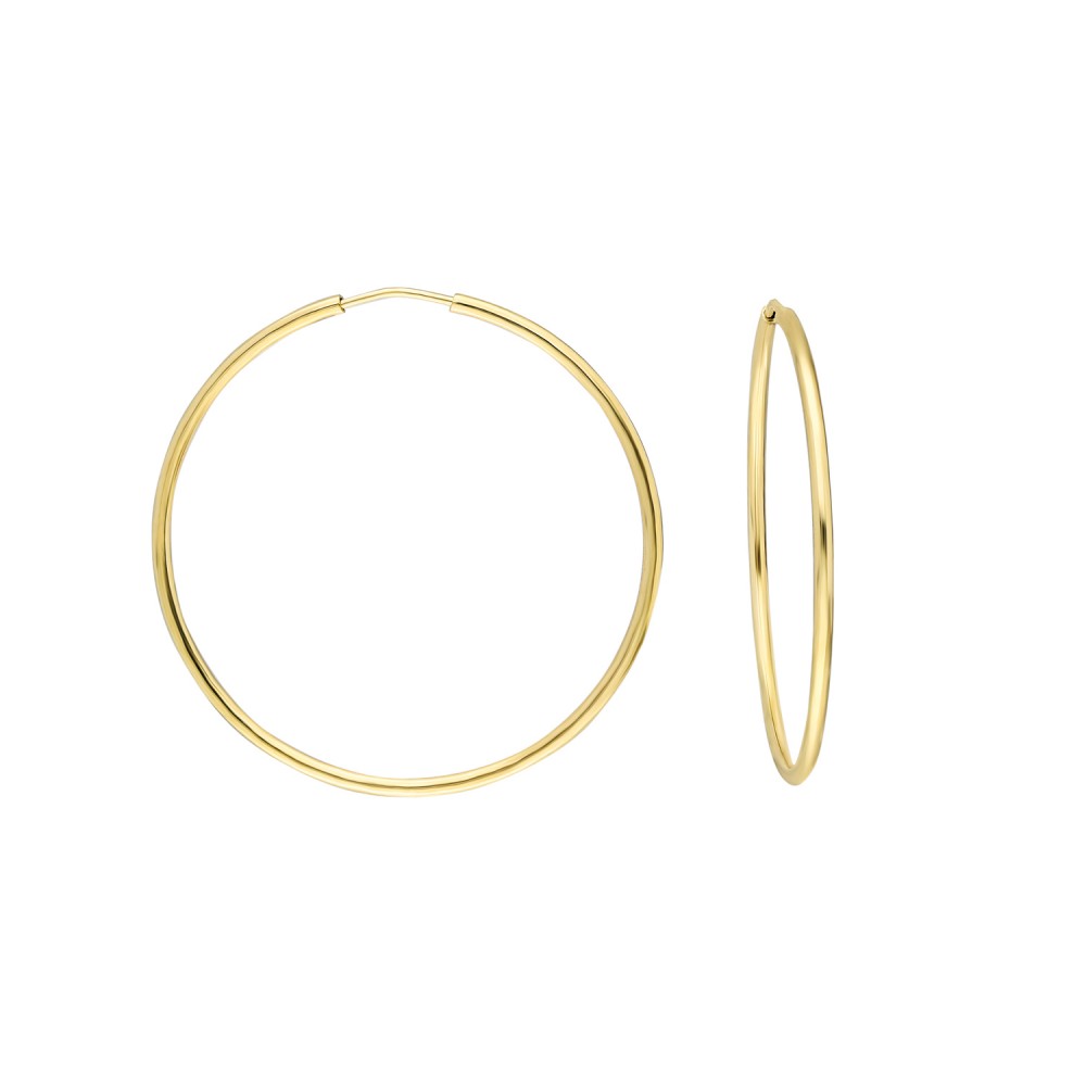 Glorria 14k Solid Gold 4 cm Hoop Earrings