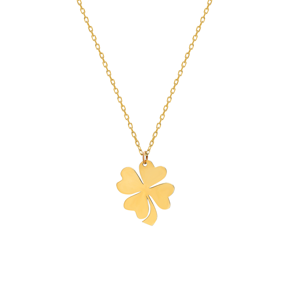 Glorria 14k Solid Gold Clover Necklace