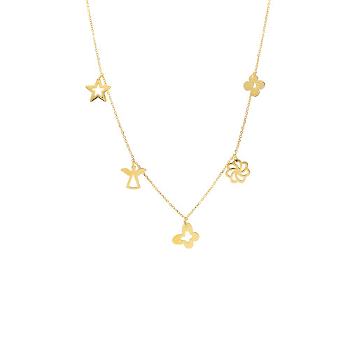 Glorria 14k Solid Gold Luck Necklace Glorria 14k Solid Gold Luck Necklace