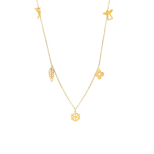 Glorria 14k Solid Gold Luck Necklace Glorria 14k Solid Gold Luck Necklace