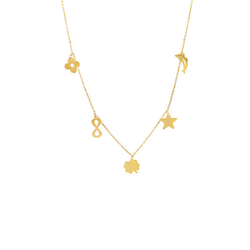 Glorria 14k Solid Gold Luck Necklace Glorria 14k Solid Gold Luck Necklace