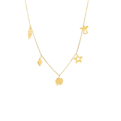 Glorria 14k Solid Gold Luck Necklace Glorria 14k Solid Gold Luck Necklace