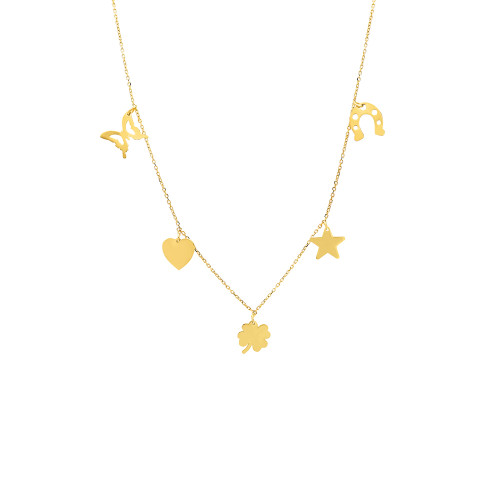 Glorria 14k Solid Gold Luck Necklace Glorria 14k Solid Gold Luck Necklace