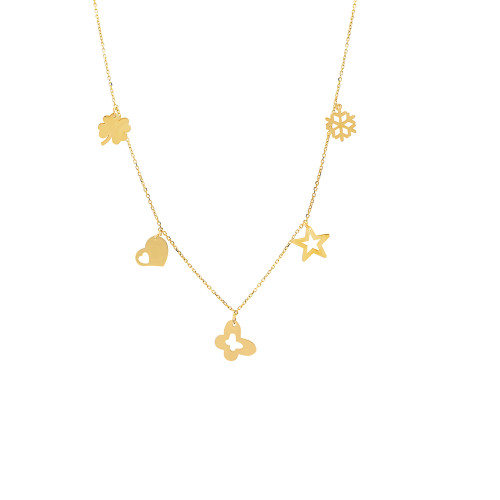 Glorria 14k Solid Gold Luck Necklace Glorria 14k Solid Gold Luck Necklace