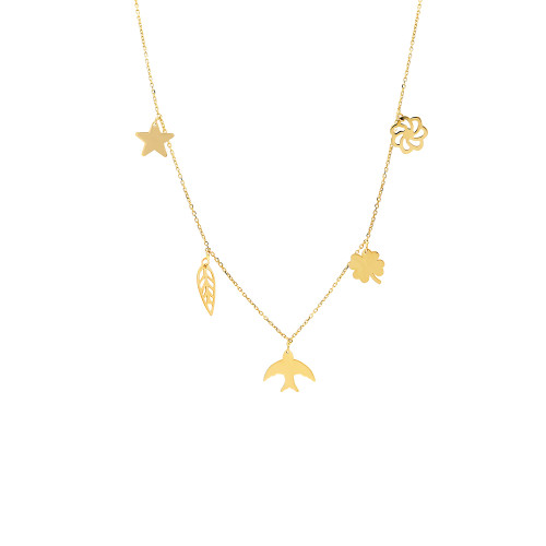 Glorria 14k Solid Gold Luck Necklace Glorria 14k Solid Gold Luck Necklace