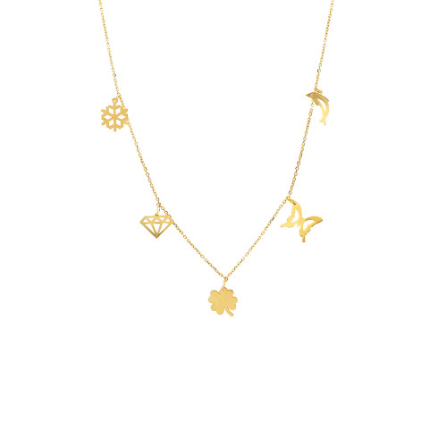 Glorria 14k Solid Gold Luck Necklace Glorria 14k Solid Gold Luck Necklace