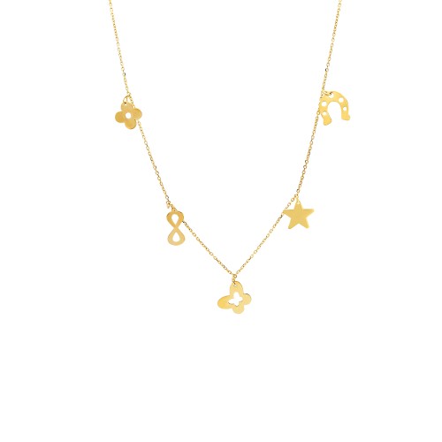 Glorria 14k Solid Gold Luck Necklace Glorria 14k Solid Gold Luck Necklace