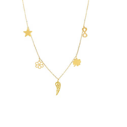 Glorria 14k Solid Gold Luck Necklace Glorria 14k Solid Gold Luck Necklace