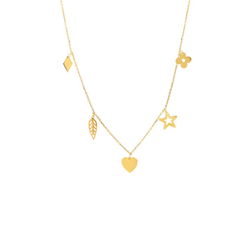 Glorria 14k Solid Gold Luck Necklace Glorria 14k Solid Gold Luck Necklace