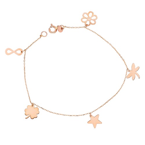 Glorria 14k Solid Gold Luck Bracelet Glorria 14k Solid Gold Luck Bracelet