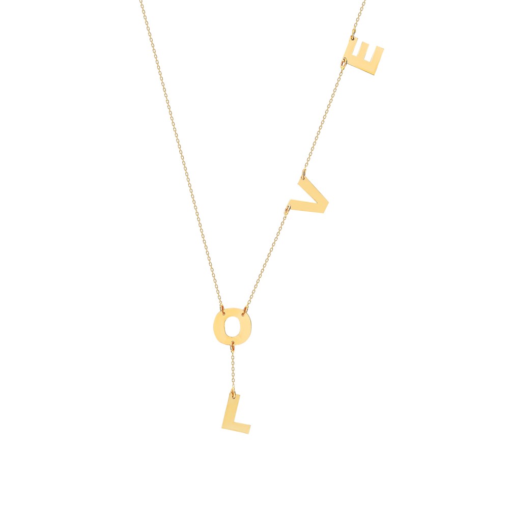 Glorria 14k Solid Gold Love Necklace