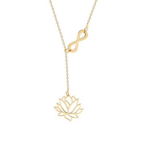 Glorria 14k Solid Gold Lotus Flower Necklace Glorria 14k Solid Gold Lotus Flower Necklace