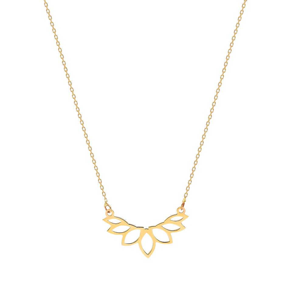 Glorria 14k Solid Gold Lotus Flower Necklace