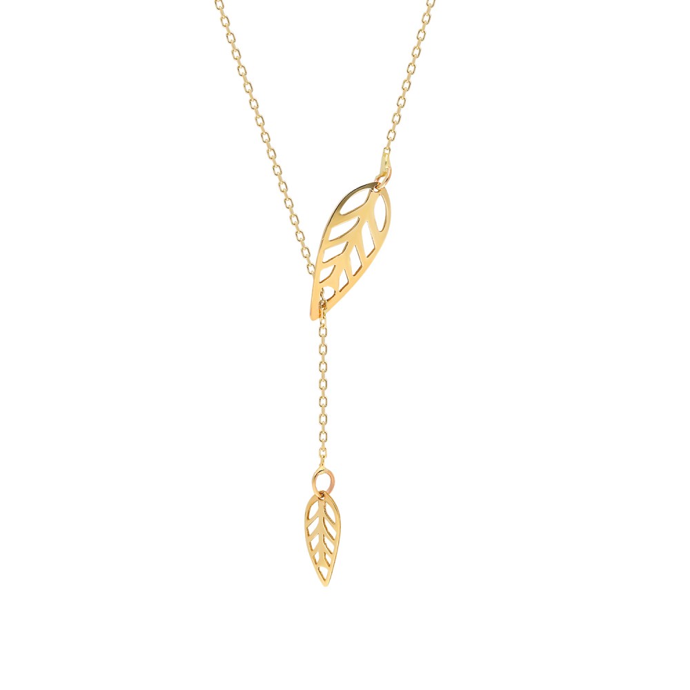 Glorria 14k Solid Gold Leaf Necklace, Bracelet, Flower Gift Set