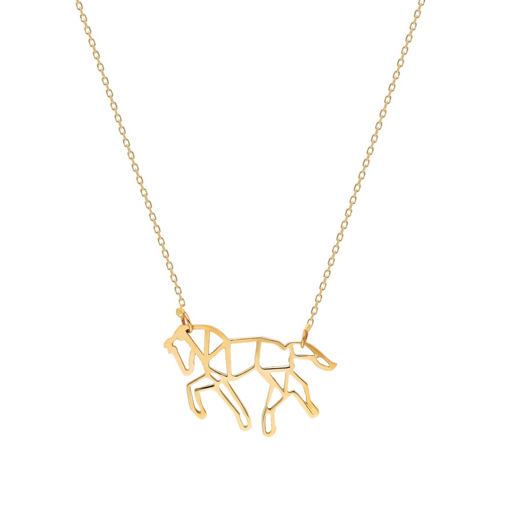 Glorria 14k Solid Gold Horse Necklace