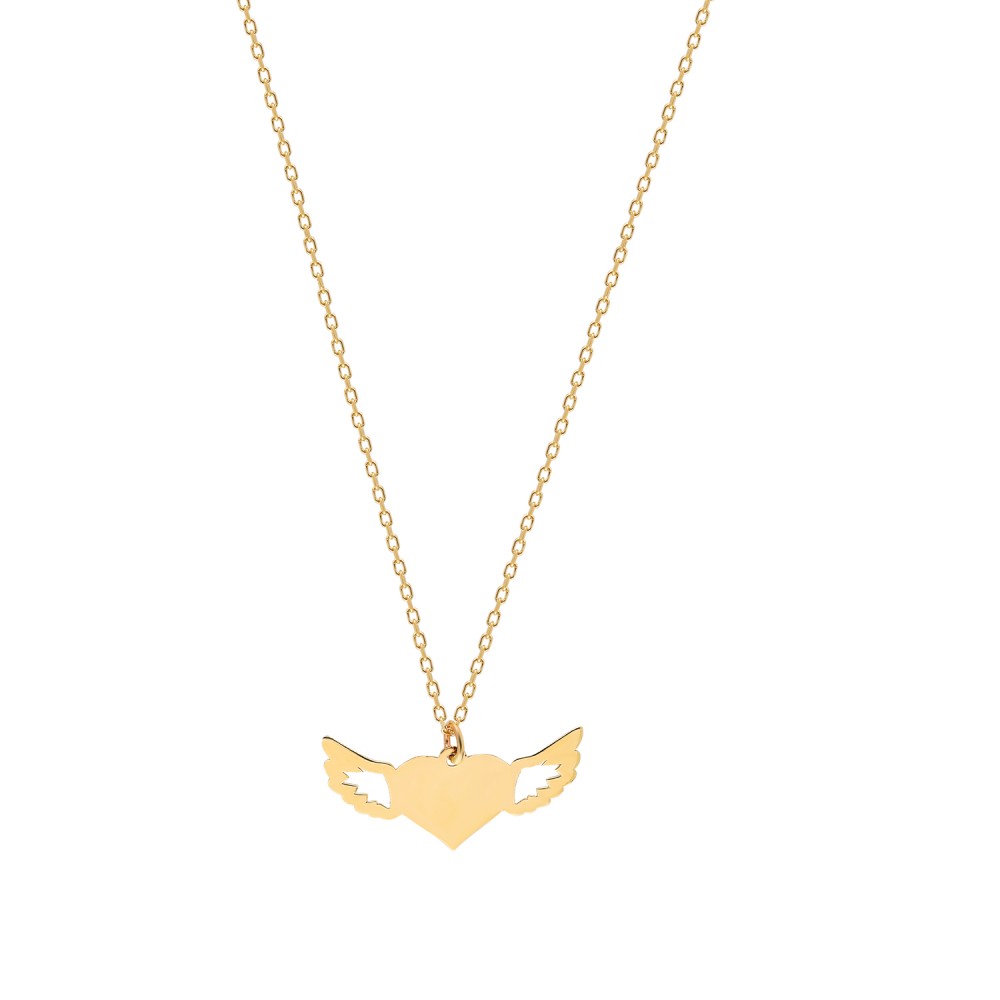 Glorria 14k Solid Gold Wing Necklace
