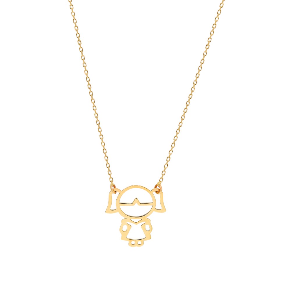 Glorria 14k Solid Gold Girl Child Necklace