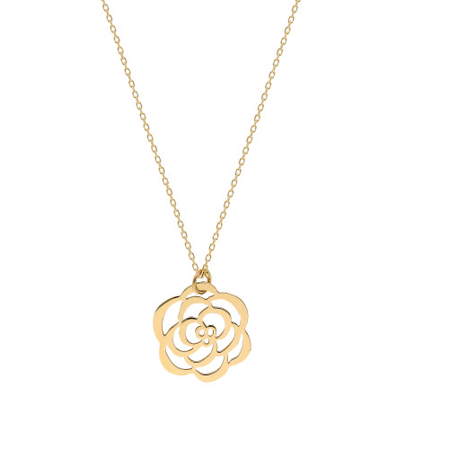 Glorria 14k Solid Gold Rose Theme Necklace Glorria 14k Solid Gold Rose Theme Necklace