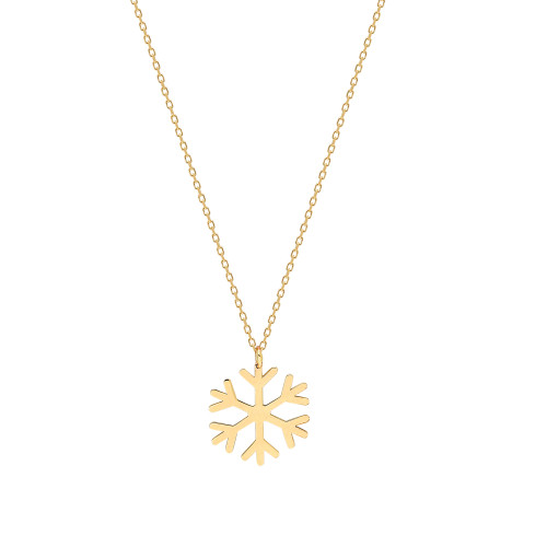 Glorria 14k Solid Gold Snowflake Necklace Glorria 14k Solid Gold Snowflake Necklace