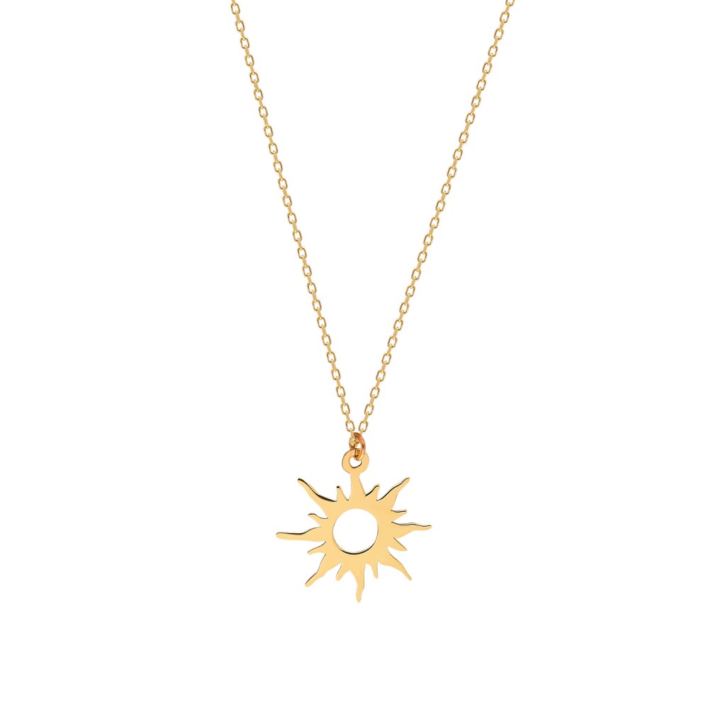 Glorria 14k Solid Gold Sun Necklace