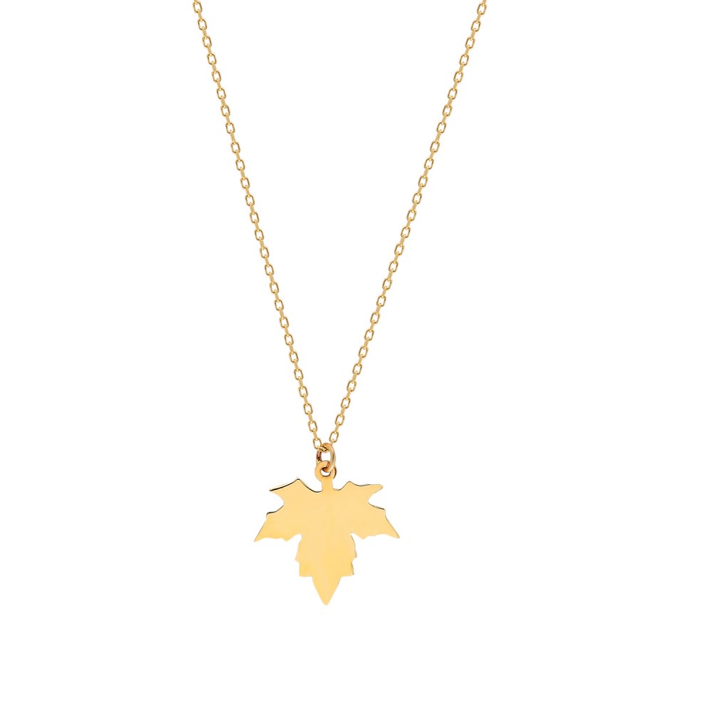 Glorria 14k Solid Gold Leaf Necklace