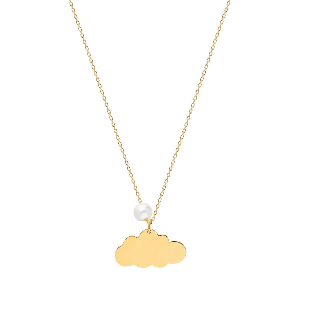 Glorria 14k Solid Gold Pearl Cloud Necklace