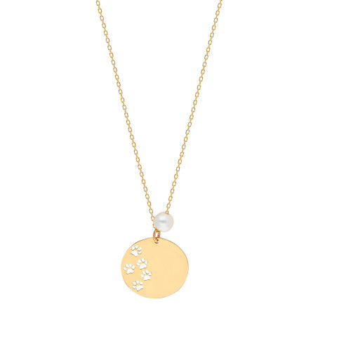 Glorria 14k Solid Gold Pearl Pati Necklace Glorria 14k Solid Gold Pearl Pati Necklace
