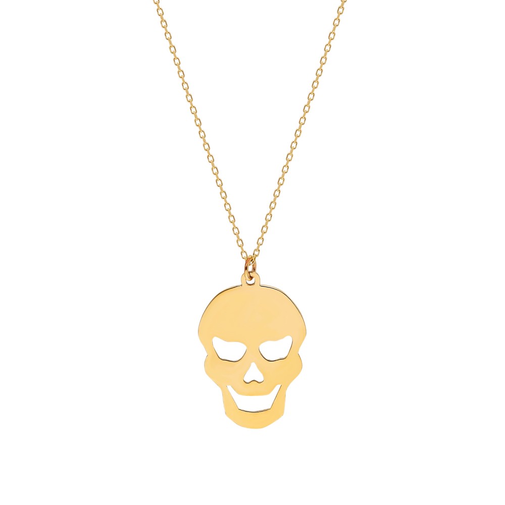 Glorria 14k Solid Gold Skull Necklace