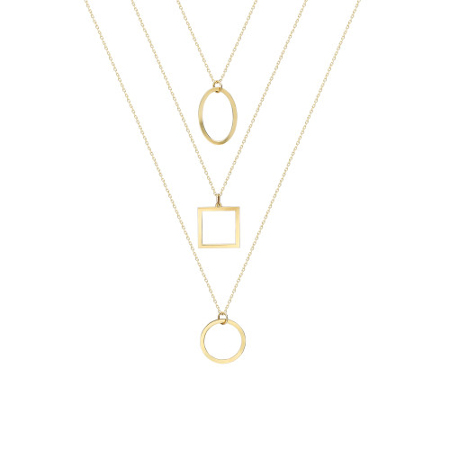 Glorria 14k Solid Gold Three Combine Geometric Necklace Glorria 14k Solid Gold Three Combine Geometric Necklace