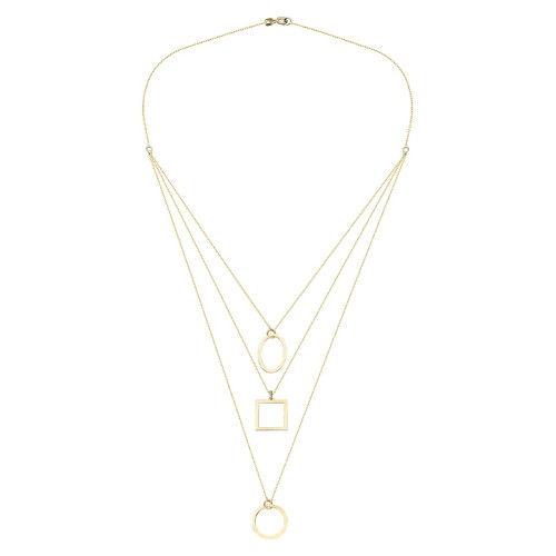 Glorria 14k Solid Gold Three Combine Geometric Necklace Glorria 14k Solid Gold Three Combine Geometric Necklace
