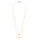Glorria 14k Solid Gold Double Combine Plate Solitaire Necklace