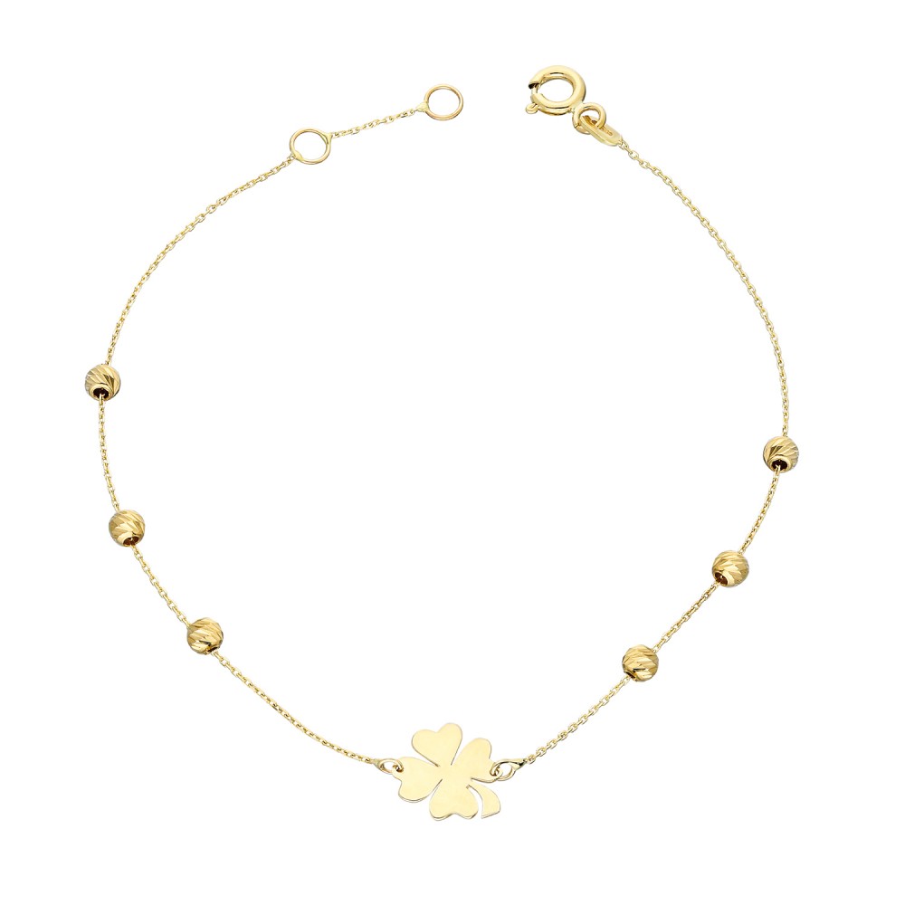 Glorria 14k Solid Gold Dorika Clover Bracelet