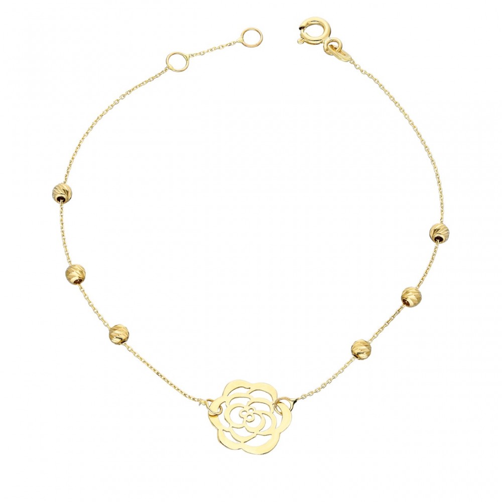 Glorria 14k Solid Gold Dorika Rose Theme Bracelet