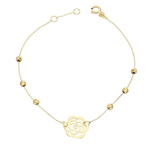 Glorria 14k Solid Gold Dorika Rose Theme Bracelet Glorria 14k Solid Gold Dorika Rose Theme Bracelet