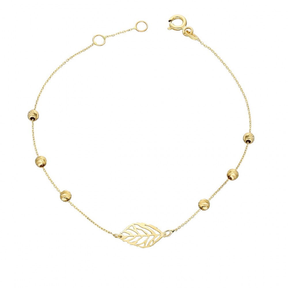 Glorria 14k Solid Gold Dorika Leaf Bracelet