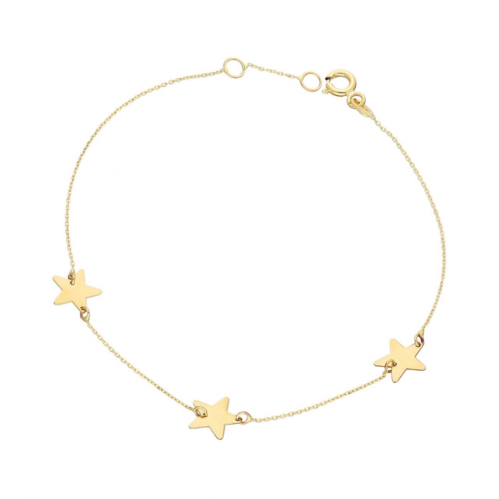 Glorria 14k Solid Gold Star Bracelet