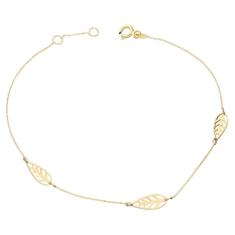 Glorria 14k Solid Gold Leaf Bracelet