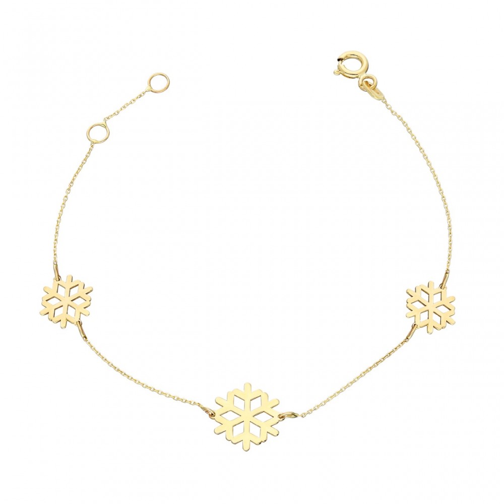 Glorria 14k Solid Gold Snowflake Bracelet