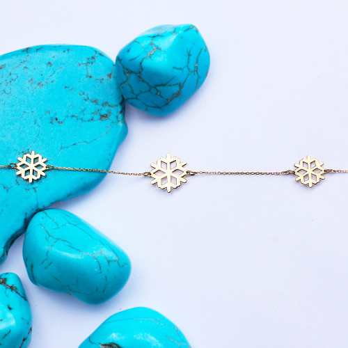 Glorria 14k Solid Gold Snowflake Bracelet Glorria 14k Solid Gold Snowflake Bracelet