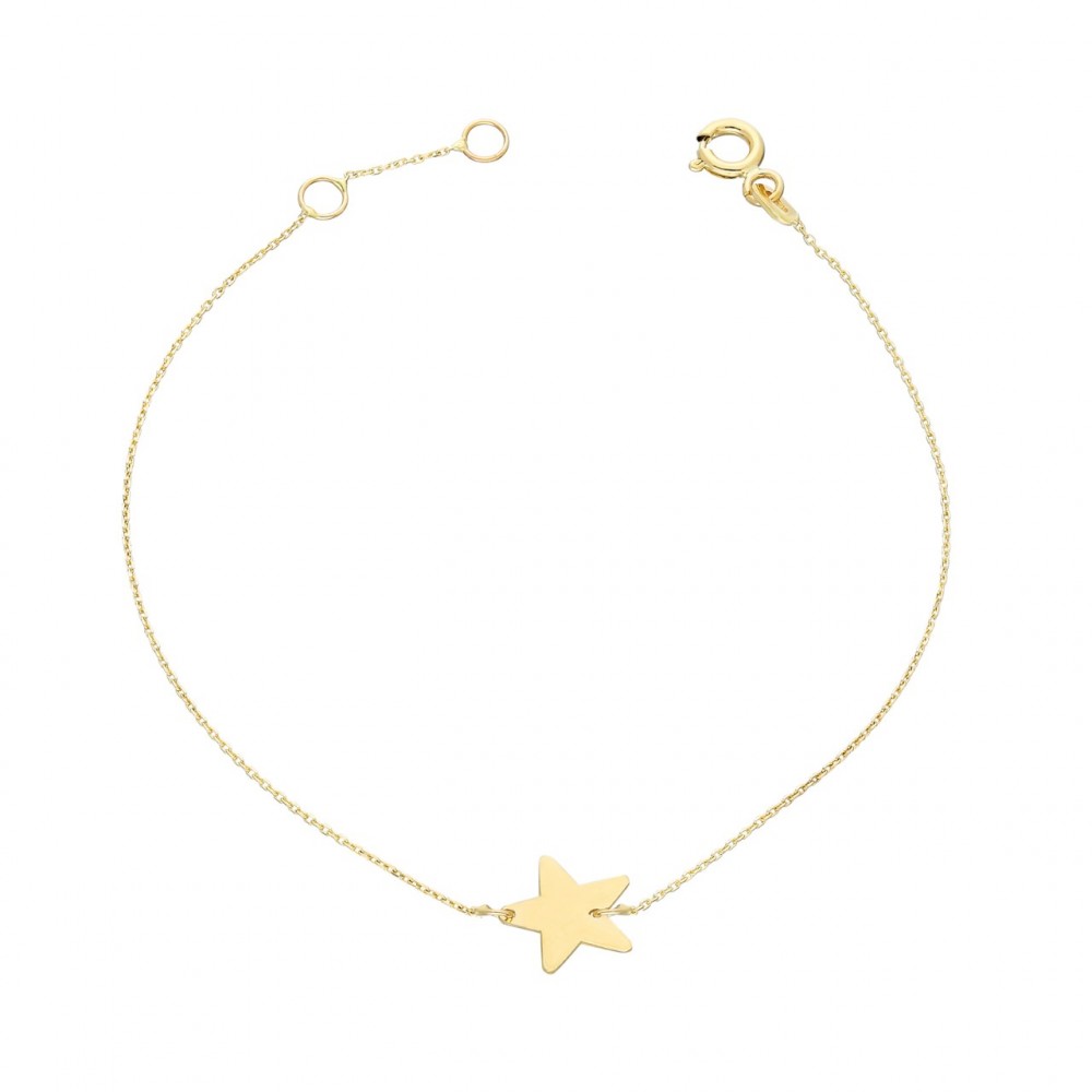 Glorria 14k Solid Gold Star Bracelet, Watch Gift Set