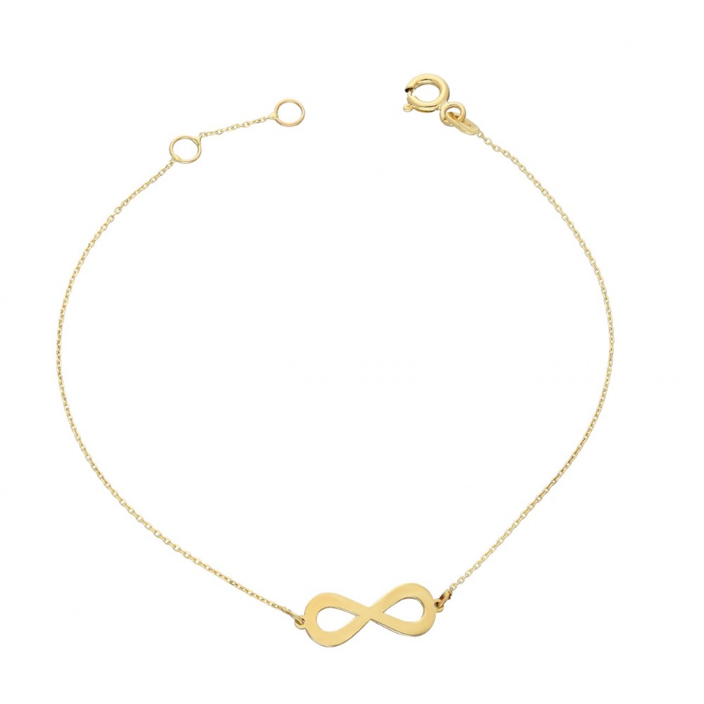 Glorria 14k Solid Gold Infinity Bracelet, Watch Gift Set