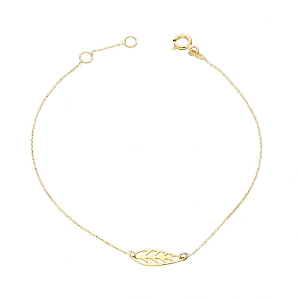 Glorria 14k Solid Gold Leaf Bracelet