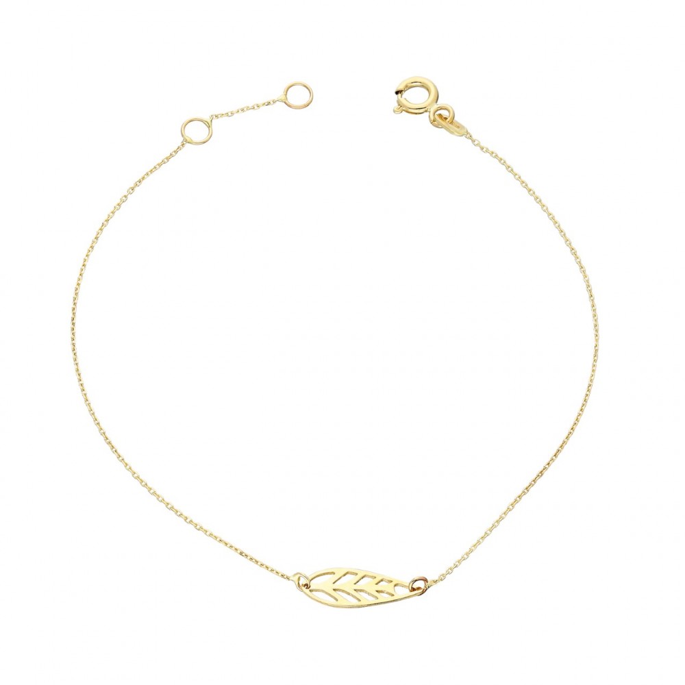 Glorria 14k Solid Gold Leaf Necklace, Bracelet, Flower Gift Set