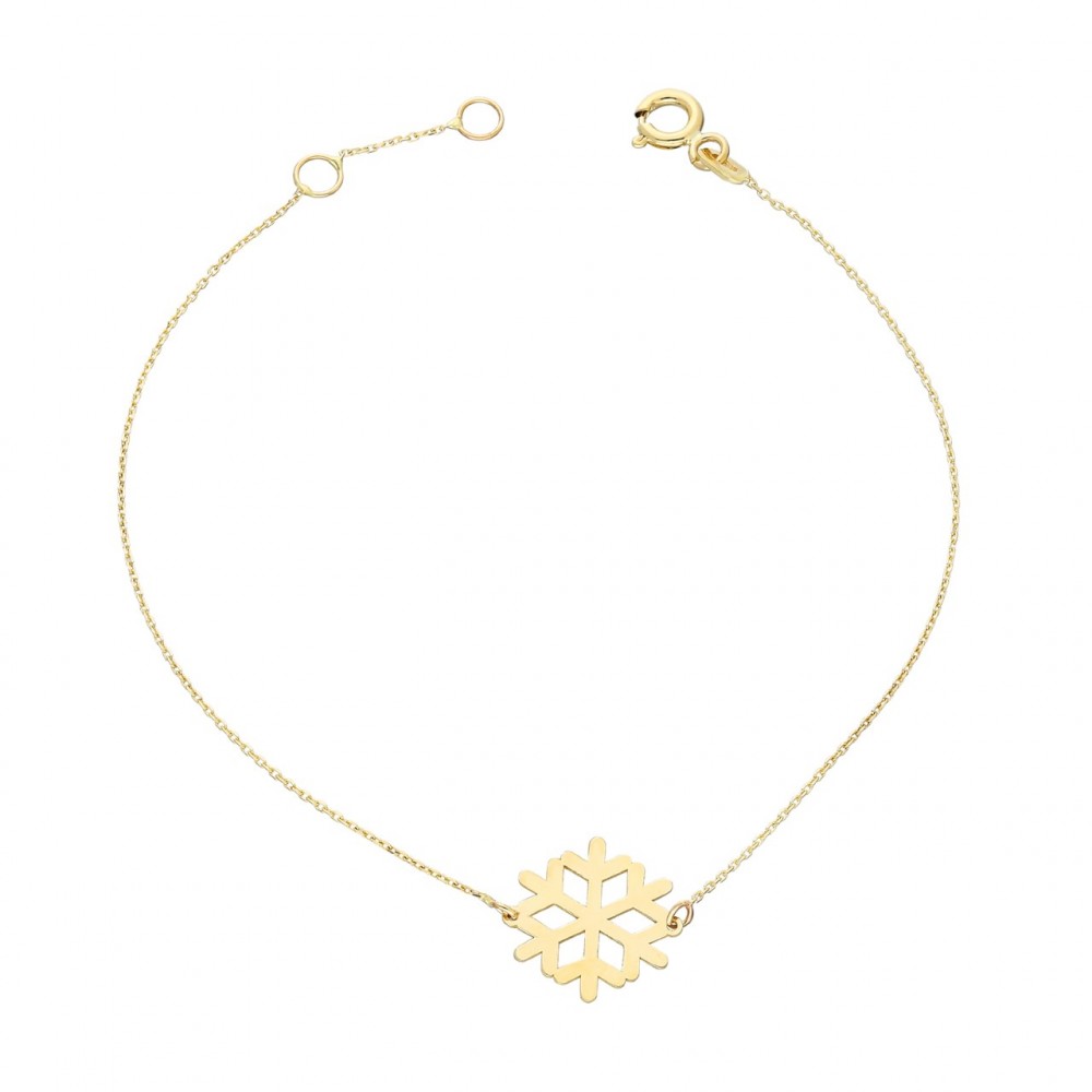 Glorria 14k Solid Gold Snowflake Necklace, Bracelet, Flower Gift Set