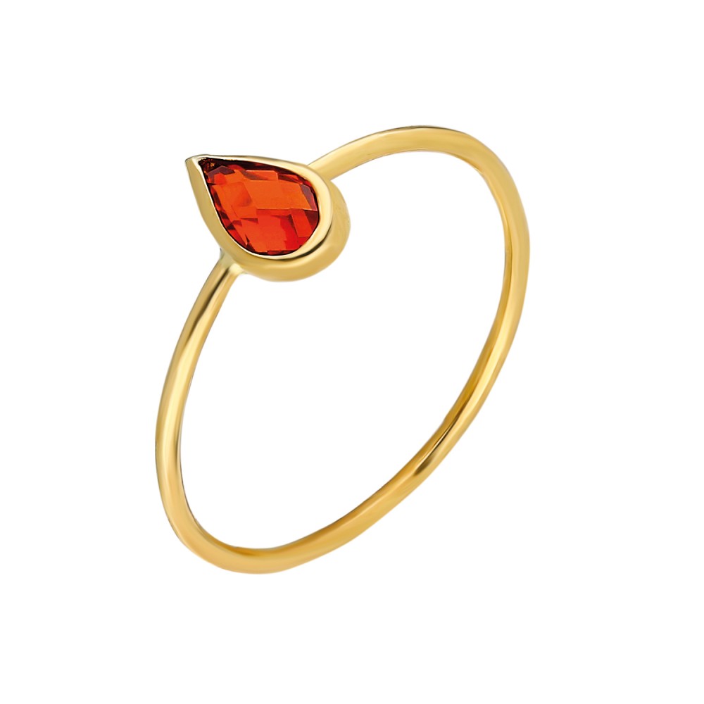 Glorria 14k Solid Gold Red Pave Drop Ring