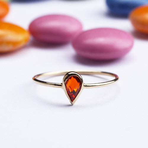 Glorria 14k Solid Gold Red Pave Drop Ring Glorria 14k Solid Gold Red Pave Drop Ring