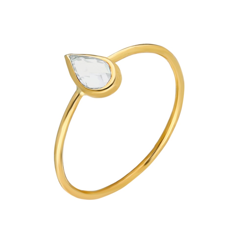 Glorria 14k Solid Gold White Pave Drop Ring