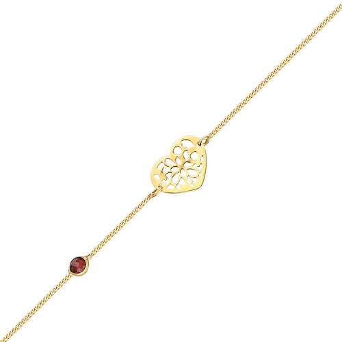 Glorria 14k Solid Gold Heart Curb Bracelet Glorria 14k Solid Gold Heart Curb Bracelet
