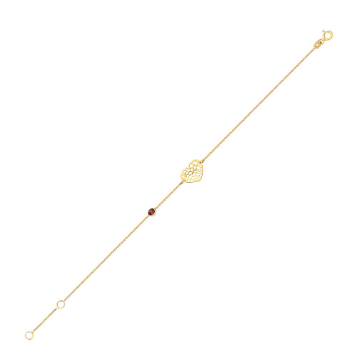 Glorria 14k Solid Gold Heart Curb Bracelet Glorria 14k Solid Gold Heart Curb Bracelet